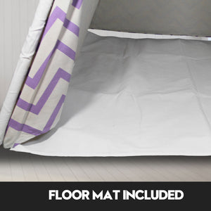 Giant Cotton Canvas Kids Teepee | Wigwam Pretend Play Tent | Indoor Outdoor Party | Purple