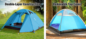 2-Person Portable Camping Tent | Waterproof | Lightweight Hiking Backpacking Shelter | Blue