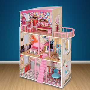 Large Wooden Girls Doll House - 3 Level