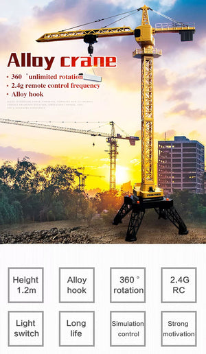 HUINA 1/14 RC Alloy Tower Crane | Engineering Construction Vehicle Toy