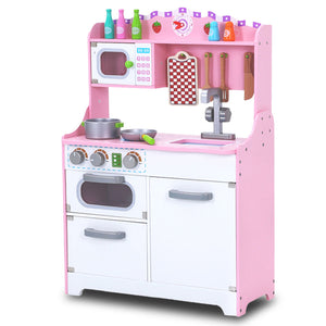 Kids Wooden Kitchen Play Set | Pretend Toy | Toddlers Children Cooking Food Cookware