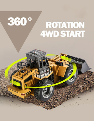 HUINA 1/18 RC Alloy Loader | 6CH Bulldozer Construction Toy