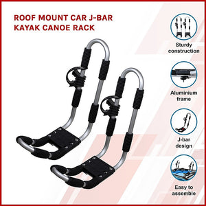Roof Mount Car J-Bar Kayak Rack | Canoe Carrier | Heavy-Duty Load Support