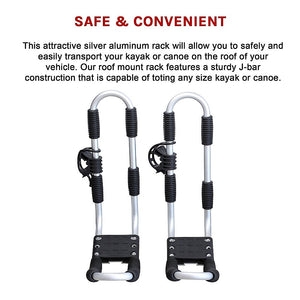 Roof Mount Car J-Bar Kayak Rack | Canoe Carrier | Heavy-Duty Load Support
