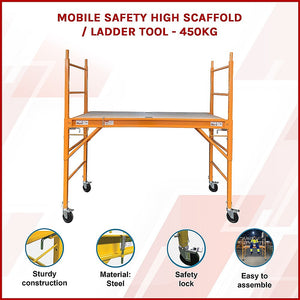 Mobile Safety Scaffold Ladder Tool | Heavy Duty 450KG Load Capacity