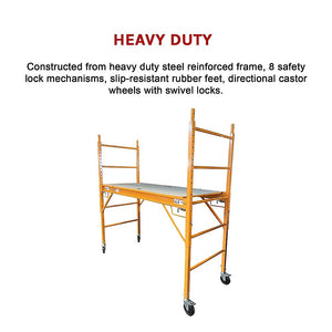 Mobile Safety Scaffold Ladder Tool | Heavy Duty 450KG Load Capacity