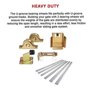 Sliding Gate Hardware Accessories Kit | 6m Track | Wheels | Stopper | Roller Guide