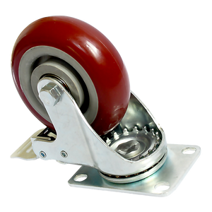 Heavy Duty PU Swivel Castor Wheels | 4 x 4" | With Brake | Industrial Strength