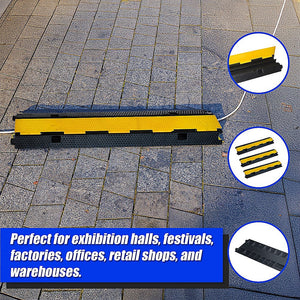 Rubber Electrical Wire Cover | 3-Pack | 2-Cable Heavy Duty Protector | Dual Channel