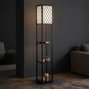 Shelf Floor Lamp - Shade Diffused Light Source with Open-Box Shelves