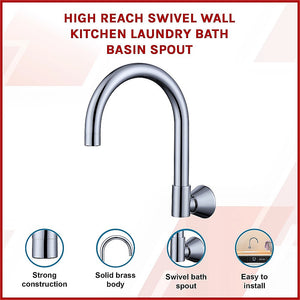 High Reach Swivel Wall Kitchen Laundry Bath Basin Spout