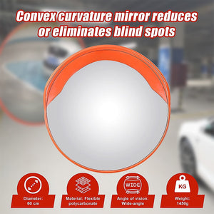 Round Convex Mirror | 60cm | Blind Spot Traffic Driveway Safety | Wide Angle