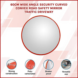 Wide Angle Convex Road Safety Mirror | 60cm | Traffic Driveway Security