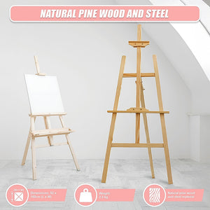 Pine Wood Easel | Artist Art Display | Painting Shop Tripod Stand | Wedding