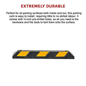 Heavy Duty Rubber Curb Parking Guide | 90cm | Reflective Yellow Wheel Stopper