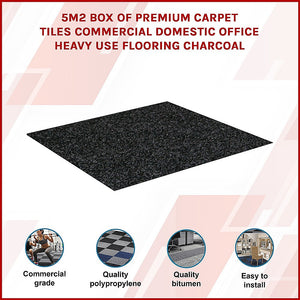 Carpet Tiles | 5m² Box | Heavy Use Flooring | Commercial Domestic Office | Charcoal