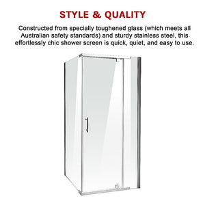 Shower Screen 900x900x1900mm Framed Safety Glass | Pivot Door | Della Francesca