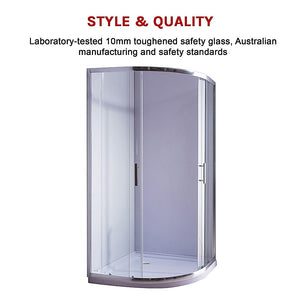 100x100cm Rounded Sliding 6mm Curved Shower Screen | Chrome Base