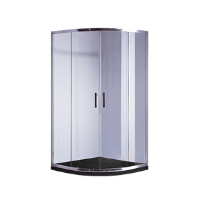 100x100cm Chrome Rounded Sliding 6mm Curved Shower Screen | Black Base