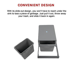 2x 15L Pull-Out Trash Bin | Dual Kitchen Garbage Waste Basket | Cabinet Bin