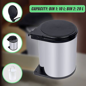 Kitchen Swing Pull-Out Bin | Stainless Steel | Garbage Rubbish Trash Can | 14L
