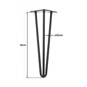 Set of 4 Industrial 3-Rod Retro Hairpin Table Legs | 12mm Steel Bench Desk | 41cm | Black