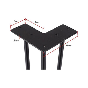 Set of 4 Industrial 3-Rod Retro Hairpin Table Legs | 12mm Steel Bench Desk | 41cm | Black