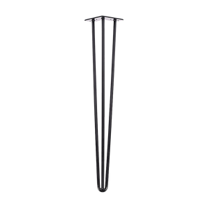 Set of 4 Industrial 3-Rod Retro Hairpin Table Legs | 12mm Steel Bench Desk | 71cm | Black
