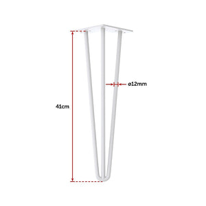 Set of 4 Industrial 3-Rod Retro Table Legs | 12mm Steel Bench Desk | 41cm | White