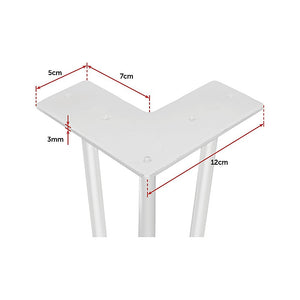 Set of 4 Industrial 3-Rod Retro Table Legs | 12mm Steel Bench Desk | 41cm | White
