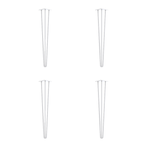 Set of 4 Industrial 3-Rod Retro Table Legs | 12mm Steel Bench Desk | 41cm | White