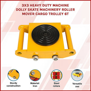 Heavy Duty Machine Dolly Skate | 6T Capacity | Roller Mover Cargo Trolley