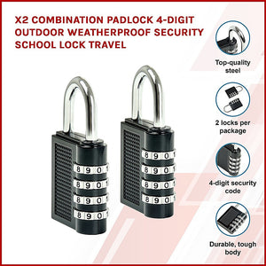 Combination Padlock | 2-Pack | 4-Digit Outdoor Weatherproof Security for School & Travel