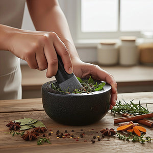 Large Pestle and Mortar Set Durable Granite Stone Spice & Herb Crusher