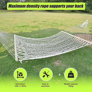 Cotton Rope Hammock | 4m | With Hanging Hardware | Traditional Style