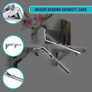 2x 20" Stainless Steel Folding Table Bracket Shelf | 50kg Load | Heavy Duty