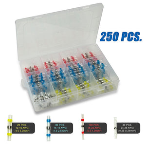 Waterproof Solder Seal Sleeve | 250-Piece | Heat Shrink Butt Wire Connectors Terminals