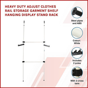 Heavy Duty Adjustable Clothes Rail | Storage Garment Shelf | Hanging Display Stand Rack