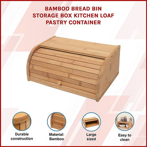 Bamboo Bread Bin Storage Box | Kitchen Loaf & Pastry Container