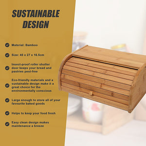 Bamboo Bread Bin Storage Box | Kitchen Loaf & Pastry Container