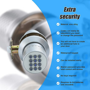 Digital Electronic Code Door Lock | Keyless Entry | Programmable Keypad Lock Knob