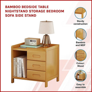 Bamboo Bedside Table Nightstand Storage | Bedroom Sofa Side Stand