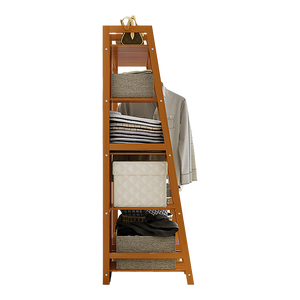 Portable Clothes Rack Coat Garment Stand Bamboo Rail Hanger Airer Closet
