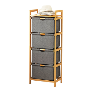 Bamboo Shelf with Storage Hamper | Wooden Bamboo Removable Bags