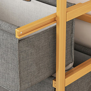 Bamboo Shelf with Storage Hamper | Wooden Bamboo Removable Bags