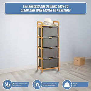 Bamboo Shelf with Storage Hamper | Wooden Bamboo Removable Bags