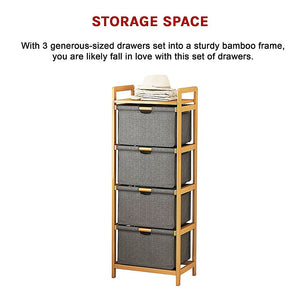 Bamboo Shelf with Storage Hamper | Wooden Bamboo Removable Bags