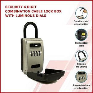 Security Combination Lock Box | 4-Digit | Luminous Dials | Key Storage Safe