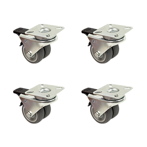 Heavy Duty Castor Wheels | 4-Pack | 2" Swivel Double Wide | 50mm Rubber with Brake