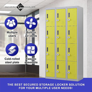 12-Door Locker for Office | Gym | Shed | School | Home Storage | 3-Digit Combination Lock
